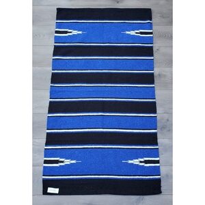 Single Weave Acrylic/Cotton Blend Blue Navajo Style Rug or Blanket New!